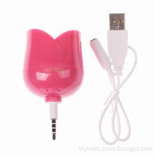 Pretty Looking Rose Style Mini Mobile Phone Speaker for iPhone/iPod/iPad, Magenta